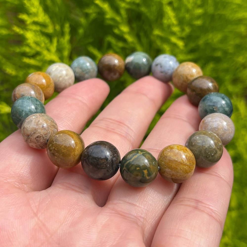 10mm stretchable ocean jasper bracelet